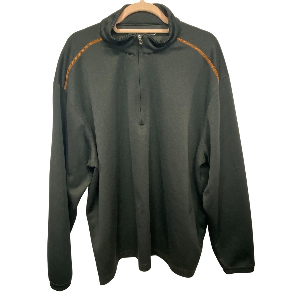 PEBBLE BEACH Mens XL Drab Green Performance 1/4 Zip Pullover Long Sleeve